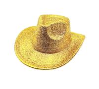 Générique Cappello da cowboy elegante per uomo e donna, accessorio di moda per festa occidentale con finitura dorata tinta unita (oro, M)