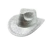 Générique Cappello da cowboy elegante per uomo e donna, accessorio di moda per festa occidentale con finitura dorata tinta unita (argento, M)