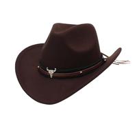 Générique Cappello da cowboy occidentale per uomo e donna con melone jazz alla moda, decorazione testa di mucca, accessorio etnico ideale per feste in costume e uscite quotidiane