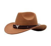 Générique Cappello da cowboy occidentale per uomo e donna con melone jazz alla moda, decorazione testa di mucca, accessorio etnico ideale per feste in costume e uscite quotidiane