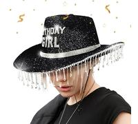 Générique Cappello da Cowboy per le Donne | Cappello Scintillante Ragazza Di Compleanno | Cappelli Con Strass Traspirante Brillanti Per Adulti E Festa Di Viaggio