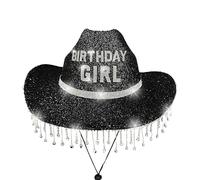 Générique Cappello da cowgirl - Cappello di compleanno per ragazza, decorazioni con strass traspiranti da viaggio, festa regalo
