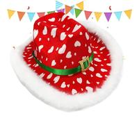 Générique Cappello Da Cowgirl Di Babbo Natale | Per Costume Western Per Feste Con Bordo Bianco,Cappello Da Cowboy Di Babbo Natale Per,Utilizzabile Per
