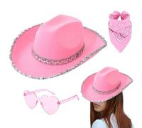 Générique Cappello da cowgirl scintillante, cappello da cowgirl del festival | Casco alla con bandana e occhiali per riunire un concerto di nozze costume country carnevale