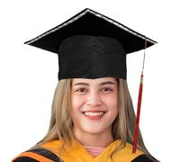 Générique Cappello da diplomato per studenti - Cappello di laurea illuminato con LED, acconciatura con pompon, per costume università, decorazione festa studentesca ed evento scolastico