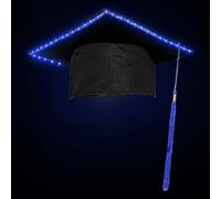 Générique Cappello da laurea per liceo | Cappello di laurea illuminato con LED - Acconciatura con pompon, accessori costume università, decorazione festa studentesca ed evento scolastico