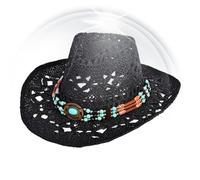 Générique Cappello da sole a tesa larga - Cappello da sole Western elegante - Sombrero da donna, accessori casual per viaggi, pic-nic, campeggio, vacanze, escursioni e attività, Nero , L