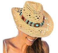 Générique Cappello da sole a tesa larga - Cappello da sole Western elegante - Sombrero da donna, accessori casual per viaggi, pic-nic, campeggio, vacanze, escursioni e attività, Di colore crema, L