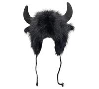 Générique Cappello di bisonte - Cappello con paraorecchie in peluche con corna | Copricapo cosplay animale morbido per Halloween, festival, avventure all'aperto, regali per uomini e donne