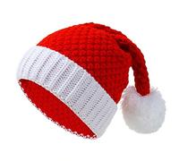 Générique Cappello di Natale lavorato a maglia con decorazione a sfera di pelo, cappello di Natale, morbido e caldo, berretto di Natale, ideale per feste e mercatini di Natale