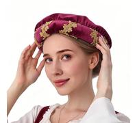 Générique Cappello in velluto Renaissance Padded Soft Vintage Cosplay Cap, Roll Brim Costume Headpiece Accessory, Medieval Style Dress Hat Unit, For Halloween Holiday Party Stage Show Masquerade Use