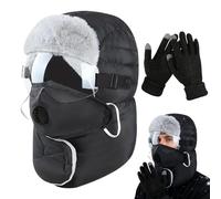 Générique Cappello invernale con flaps | 4 in 1 Unisex Warm Cycling Accessories | Winter Hunter Hat | for Skiing Skating Sledding Snowshoeing Camping Hiking Hunting Outdoor Snow Work Park Cold Weather