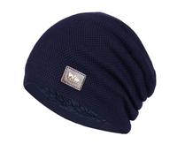 Générique Cappello Personalizzabile Donna Inverno Warm Knitting Cappelli Plain Beanie Cuff Scivolo Knit Cap Giallo Nuovo, Marina, Taglia Unica