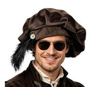 Générique Cappello stile rinascimentale per uomo | Accessorio costume Tudor con piume, taglia 62 cm, berretto vintage in stile rinascimentale, ideale per uomini e donne, ballo mascherato, festa, scena