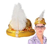 Générique Cappello | Travestimento turbante | Con l'aspetto brillante del turbante della testa del sultano di design del glitter della piuma e della perla per il teatro