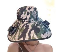 Générique Cappello ventilato | Cappello da pesca all'aperto a tesa larga con ventilatore solare,Copre Chef Safari Traspirante Rinfrescante Protezione UV Ampio Bordo Accessori da Pesca per