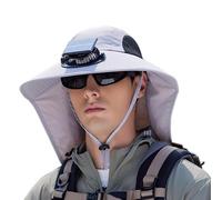 Générique Cappello ventilatore solare - Cappello a tesa larga con ventilatore solare, copricapo con protezione per il collo e ricarica USB per uomini e donne, escursionismo, viaggi, spiaggia