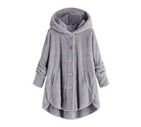 Générique Cappotto lungo con cappuccio da donna - Cappotto lungo da donna inverno caldo Giacche Autunno Inverno Giacca Interno/Esterno, Felpa confortevole con cappuccio in pile, giacca con bottone
