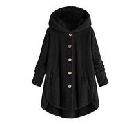 Générique Cappotto lungo con cappuccio da donna - Cappotto lungo da donna inverno caldo Giacche Autunno Inverno Giacca Interno/Esterno, Felpa confortevole con cappuccio in pile, giacca con bottone