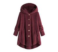 Générique Cappotto lungo con cappuccio da donna - Cappotto lungo da donna inverno caldo Giacche Autunno Inverno Giacca Interno/Esterno, Felpa confortevole con cappuccio in pile, giacca con bottone
