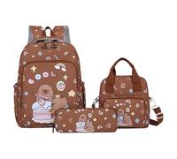 Générique Capybara Backpack, Cartoon Bookbag Set, 14,96 x 11,02 x 5,12 pollici Includes Lunch Bag and Pencil Case, Lightweight Travel Pack for Girls, Kids, School, Outdoor Trips, Daily Use, marrone
