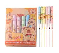 Générique Capybara Highlighters, Lovely Highlighter Pen, Chisel Tip Markers, 5,51 x 4,17 x 0,79 Inches Cute Pastel Fluorescent Pen Set Of 6 For Students Note-Taking, And School Supplies