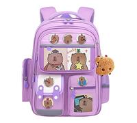 Générique Capybara Kids Backpack - Capybara Schoolbag | School Backpack Bookbag Large Capacity Waterproof Bag Adorable Cartoon Schoolbag, malva, Se référer au descriptif