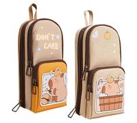 Générique Capybara Pencil Case, Grande Capacity Stationery Pouch, Durevole Zipper Soft Fabric Organizer, Cartoon Pen Holder Ideale per scuola e uffici, 8,66 x 3,94 x 2,76 pollici, Happy Capybara, Se