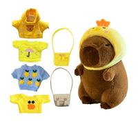 Générique Capybara Plush, Cartoon Animal Plushy, Stuffed Toy Gift, Soft PP Cotton Filling, Includes Clothes and Accessories, Hugging Play Or Display, 9 pollici Brown, Multi-Color, 1 Set