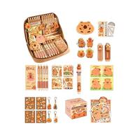 Générique Capybara School Supplies Set,Cute Capybara Pencil Case Set with All Things,Large Cute Capacity Pencil Case with Compartments, 14 pezzi set B, Da