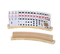 Générique Card Holders for Playing Cards - Playing Card Holders, 2pcs Curved Wooden Hands-Free Racks Cards Game Accessories for Pinochle, Poker, Kids Adults Seniors
