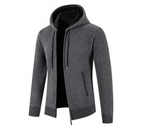 Générique Cardigan Uomo Con Cappuccio Tinta Unita Con Mezza Cerniera Manica Lunga Confortevole Versatile Giacca Casual Per Il Tempo Libero Urbano Il Lavoro, grigio, XXXL