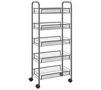 Générique Carrello da cucina a 5 livelli, 46 x 26 x 105 cm, colore: Grigio | 4 ruote con freni, cestelli a rete rimovibili, portaoggetti stretto, per cucina, bagno, ufficio,