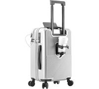 Générique Carry on Luggage 22 x 14 x 9 Airline Approved - Front Opening Design - Can Hold a 15,4 pollici Laptop, Lightweight Suitcase for Business Travel & Weekend Getaways, argento, 1