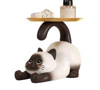 Générique Cat Candy Dish, Resin Figurine Storage Tray, Key Holder Bowl with Sturdy Material, Cute Home Accessory with Modern Design, Tavolo Decor Playful Style, Candy Holder for Living Room