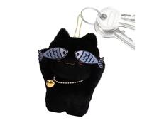 Générique Cat Plush Keychain | Funny Doll Pendant Keychaiin Bag Decorations | Keyring Charm Student Backpack Cartoon Decoration for Birthday, Classroom Prizes, Goodie Bags Fillers, Nero , Se référer