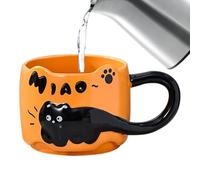 Générique Cat Tea Cup, Stackable Ceramic Coffee Mug, 18 x 12 x 1 pollici Adorable Compact Cute Cartoon Breakfast Cup, Decorative Tea for Kitchen, Women, Girls, Mom, Dad