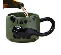 Générique Cat Tea Cup, Stackable Ceramic Coffee Mug, 18 x 12 x 1 pollici Adorable Compact Cute Cartoon Breakfast Cup, Decorative Tea for Kitchen, Women, Girls, Mom, Dad