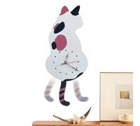 Générique Cat Wall Clock - Grigio Cat Wall Clock Wood | Modern Children's Walls Clockk Battery Operated Hanging Clockk for Kitchen, Bedroom, Office, Indoor Home Decoration for Living Room