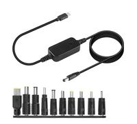 Générique Cavo USB, cavo DC, tipo C a DC Charging Wire with Adjustable Voltage Output, Fast Energy Converter Adapter, 10 Tip Connector Set for Tablets Phones Devices, Black