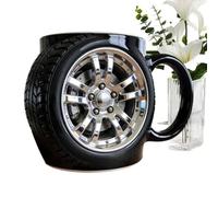 Générique Ceramic Cups - 330 ml/11 oz Ceramic Coffee Cup | Car Tire Theme | 330 ml non Slip Car Tire Theme Water Bottle | Ceramics Tazze per Cafe Birthday Mom Lovers Friends Men Friend