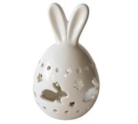 Générique Ceramic Easter Bunny Lamp - Elegant Glowing Coniglio Figura | LED Ceramic Bunny with Floral Hollow Pattern, traslucente Design | for Easter Spring Home Decor, Centerpiece Ornament