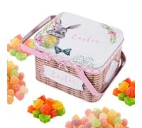 Générique Cesto di Pasqua, Contenitore in Metallo con Coperchio e Maniglia, Scatola per Biscotti per Cioccolatini Festa Vacanza Riempimento Calze