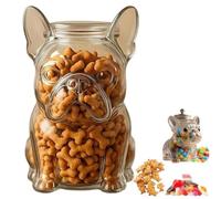 Générique Chihuahua Candy Jar, Airtight Dog Treat Container with Lid, Glass Pet Snack Storage for Cookies, Candy, Coffee Pods, Cute Kitchen Countertop Decor Gift for Dog Lovers
