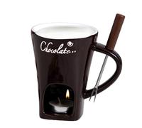 Générique Chocolate Fondue Mug - Ceramic Cheese and Dessert Warmer | Butter Warmer with Fork, Tea Light | for Home Kitchen Party Valentine's Day Romantic Evening Gift for Couples Family