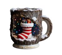 Générique Christmas Coffee Cups, Bark Crack Texture Drinkware Set, Festive Santa Design Tea Mug for Hot Coffee Cocoa, Traveling, Home Use, or Holiday Table Centerpieces and Housewarming