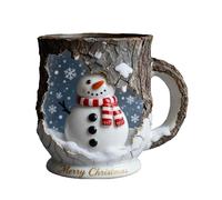Générique Christmas Coffee Cups, Bark Crack Texture Drinkware Set, Festive Santa Design Tea Mug for Hot Coffee Cocoa, Traveling, Home Use, or Holiday Table Centerpieces and Housewarming
