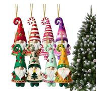 Générique Christmas GNOME Hanging Ornaments - Christmas Tree Decorations | Seasonal Fall Gnomes | Wooden 8 Pezzi Ornaments Charm | Gnomi Figurine Winter Decor for Party Celebration Outdoor Indoor