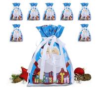 Générique Christmas Packaging Bags - Gift Sacks, Drawstring Pouch with Ribbon Tie, Holiday Wrap for Odd Shaped Items, Fabric Storage Reusable Designs, Party Favors Kids Adults