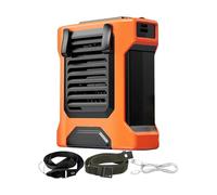 Générique Cintura Fan, 4-Speed Wearable Fan, Outdoor Cooler Device with Flashlight and Power Bank, Wind Blower for Work, Camping, Summer Travel, Costruzione, Hiking, Green, Arancione